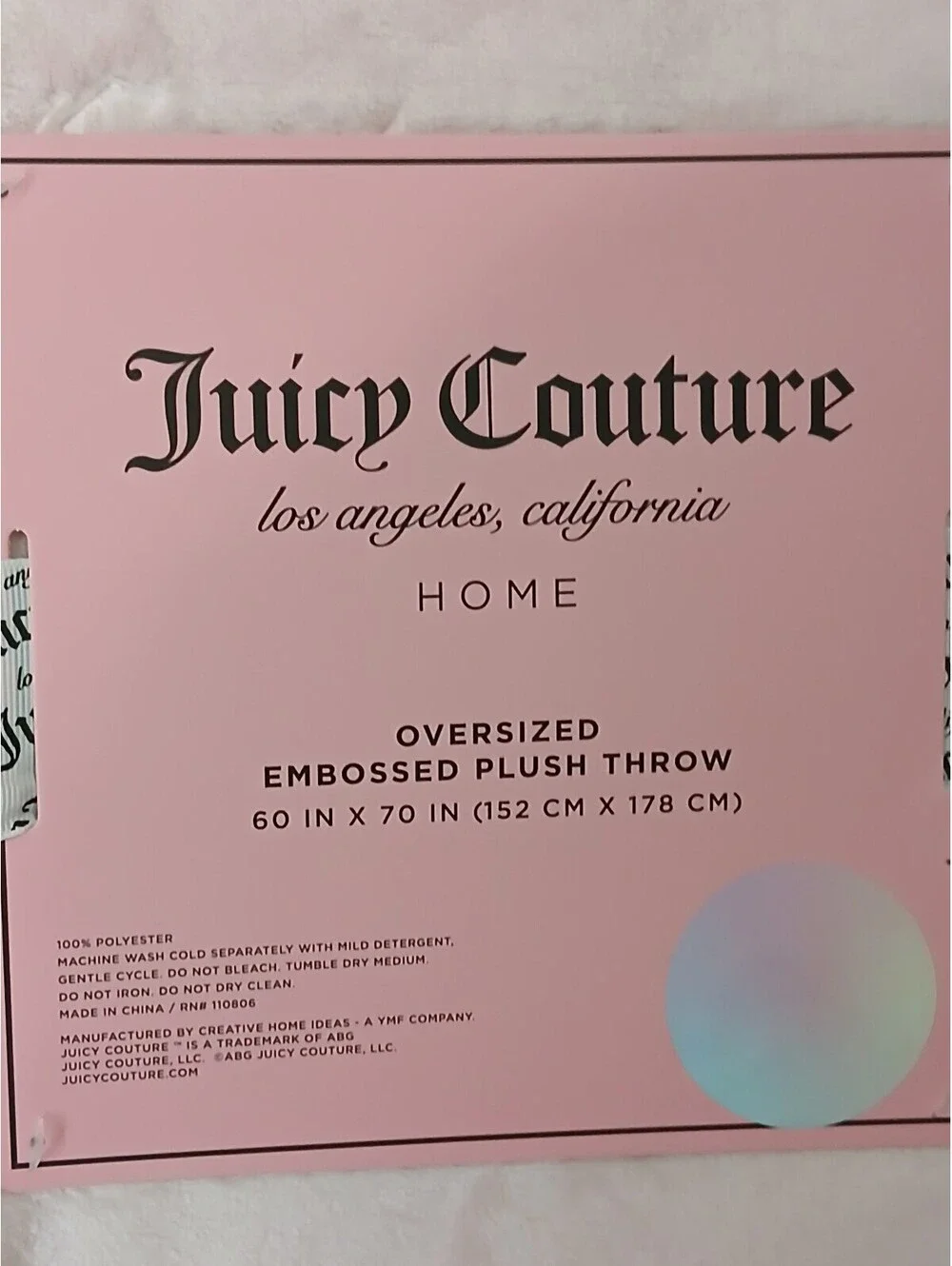 Juicy Couture Light Pink Embossed Plush Throw Blanket Crowns 60x70 NWT Coquette